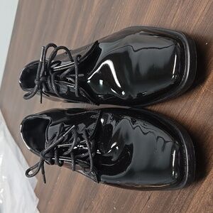 Joseph Abboud Size 8W Black Patent Faux Leather Dress Shoes
